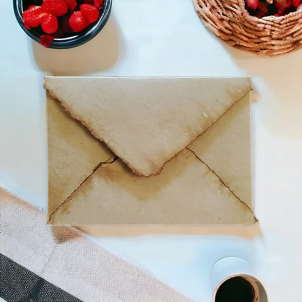 Wholesaler Deckle Edge Paper Envelopes Wedding Invitation Card Deckle Brown Burnt Paper Cotton Rag Eco Friendly Paper Envelopes