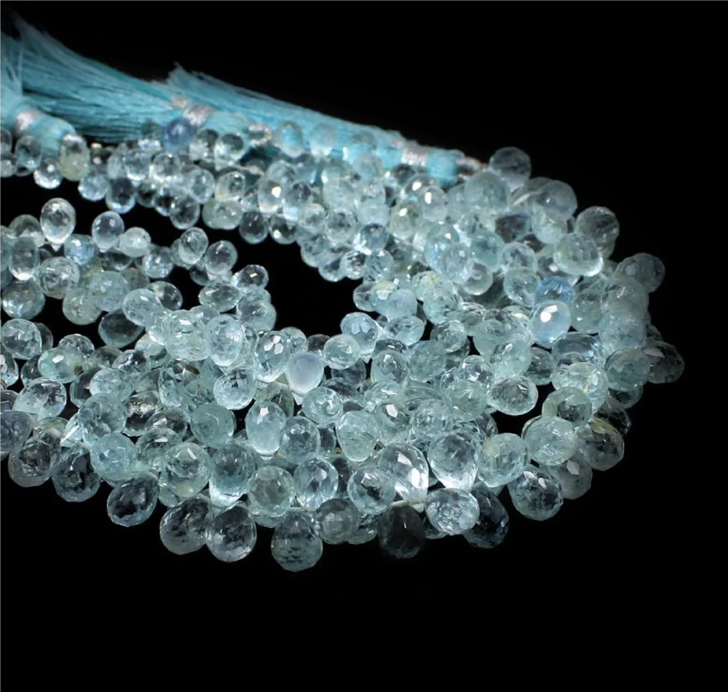 Natural Blue Aquamarine Faceted Gemstone Pear Drop Teardrop Briolette 8 Inch 4x6-5 X 7 mm Stone Beads