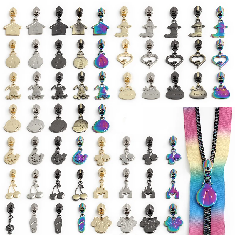 Nolvo World Custom Metal Replacement Cat Pussy Zipper Pulls Dog Puppy Rabbit Shape Small Animals Purses Zipper Sliders Head Lock