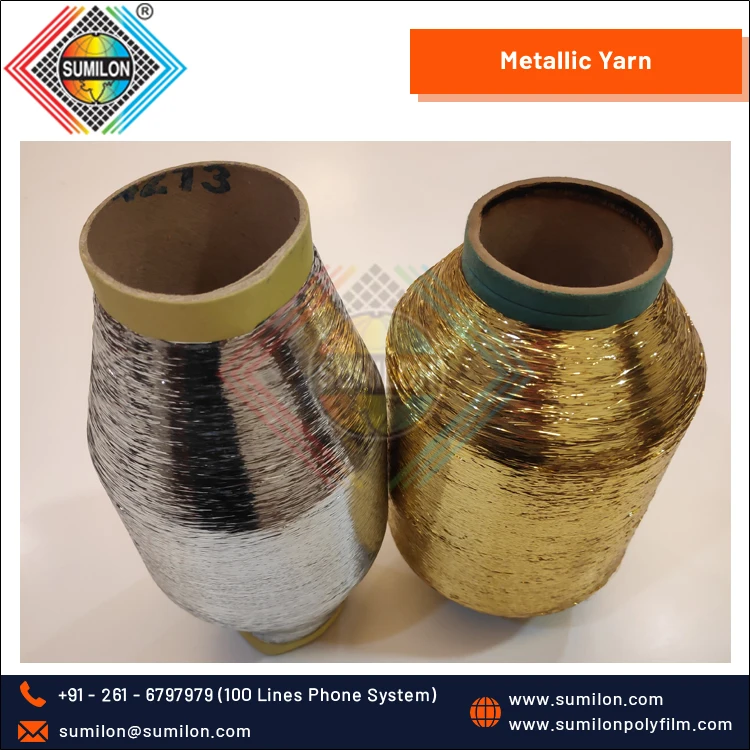 Highly in Demand Top Most Selling Low Twisted M-Type Metallic/ Polyester Yarn for Weaving from India Origin Dealer