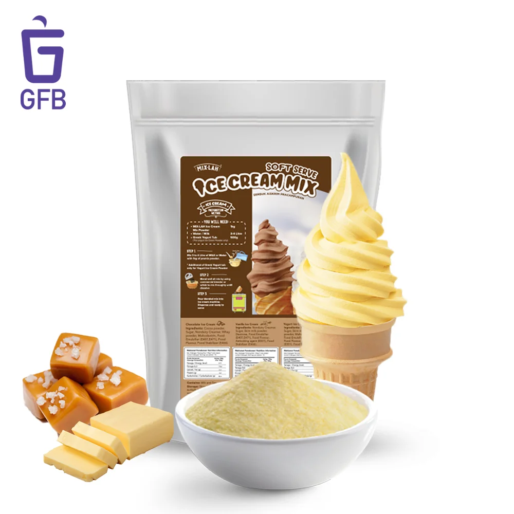 Butterscotch Flavour Ice Cream Soft Serve Dairy Nondairy Powder Mix 1kg Halal for Ice cream machine shop factory supply