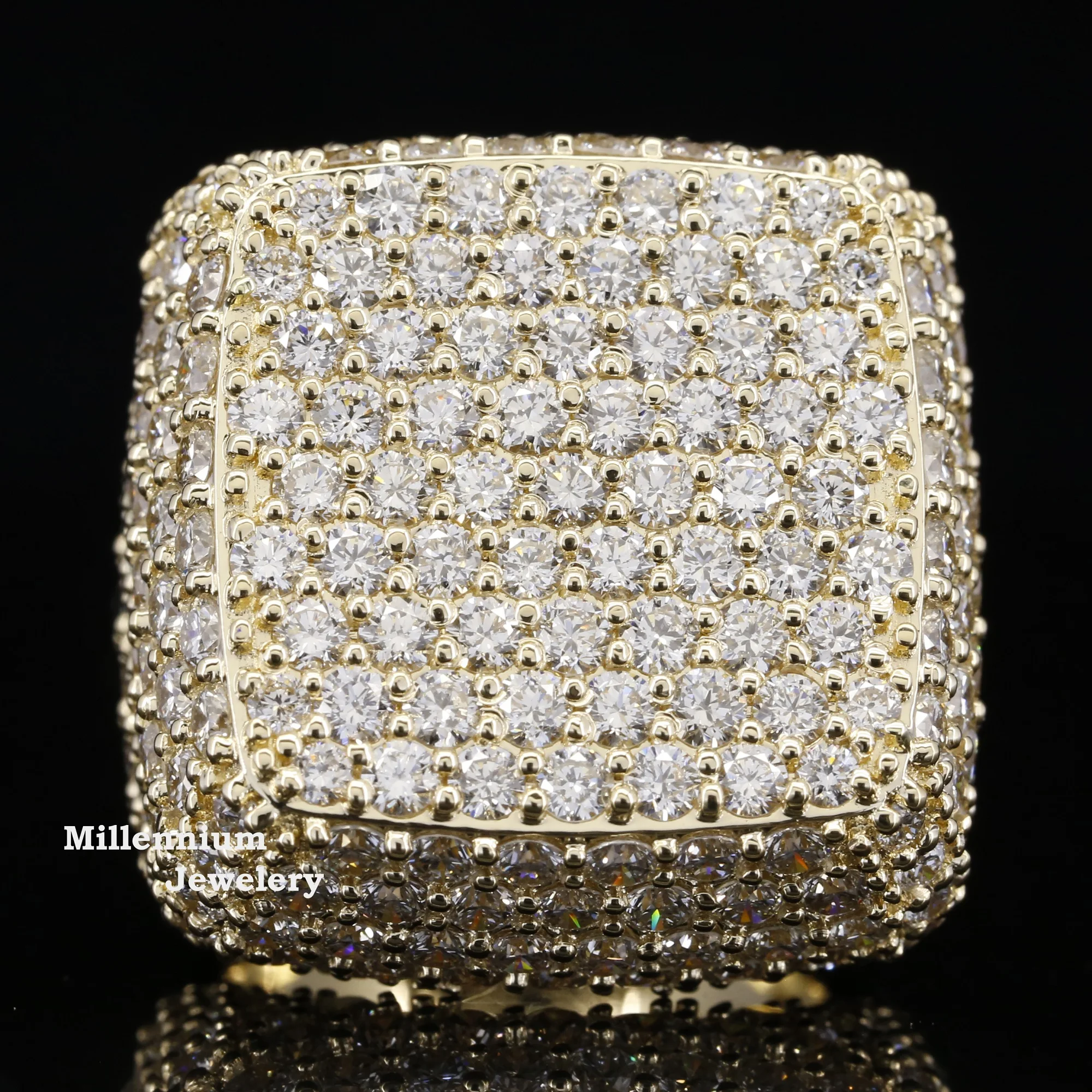 Super Quality Moissanite Ring For Men Gold Plated 925 Sterling Silver Hip Hop Iced Out Championship Ring For Unisex