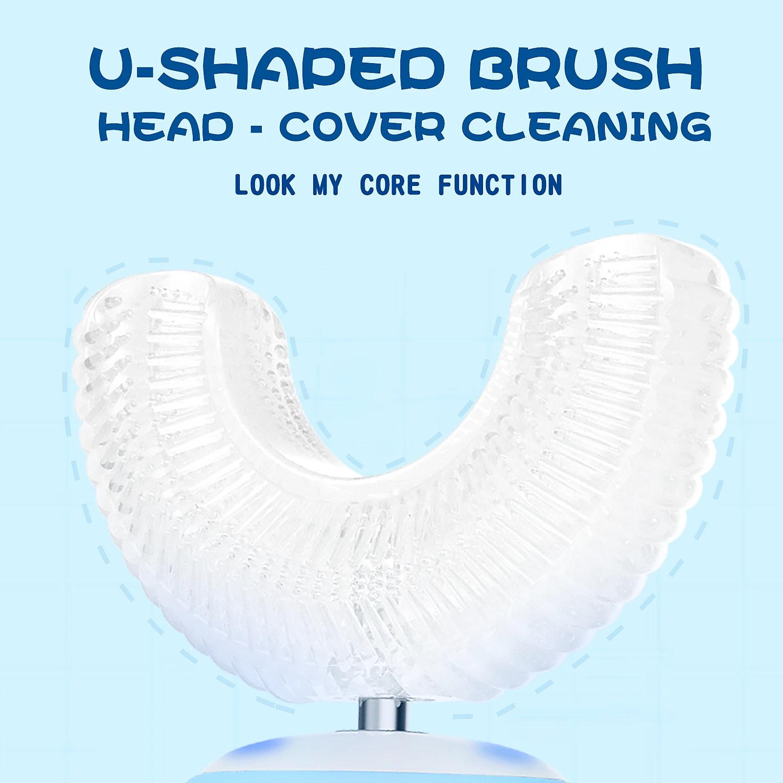 DYCROL High Quality Baby Ultrasonic Electric Tooth Brush 360 U Shape Silicone Smart Toothbrush With Replacement Head For Kids