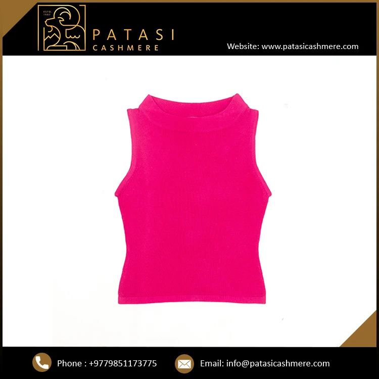 Ladies Pink Sleeveless Pullover Sweater Custom Logo Printed Pattern Long Spring Party Wear Sexy Manufactured Exported Nepal