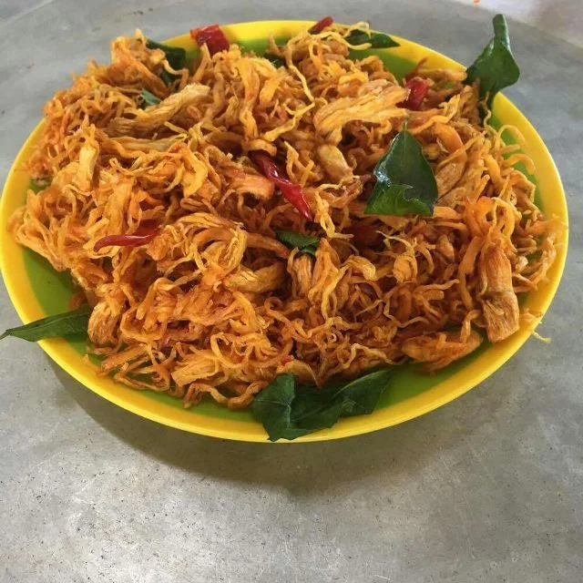 Spicy fried shredded chicken Jerky meat with Dried Lemon leaf leaves for bulk export Snack Anna