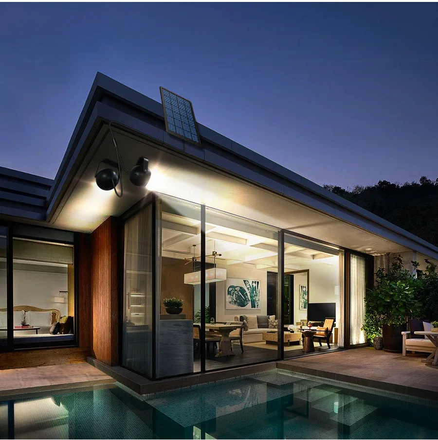 LED Solar Outdoor Lights with Motion Sensor Super Bright  Double-headed High Power Spotlight