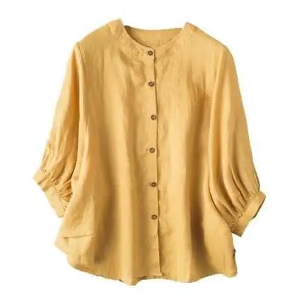 2022 Linen Casual Shirt For Women Latest 2022 Solid Yarn Dyed Linen Shirt Made With 100% Linen By Zed Aar Exports.