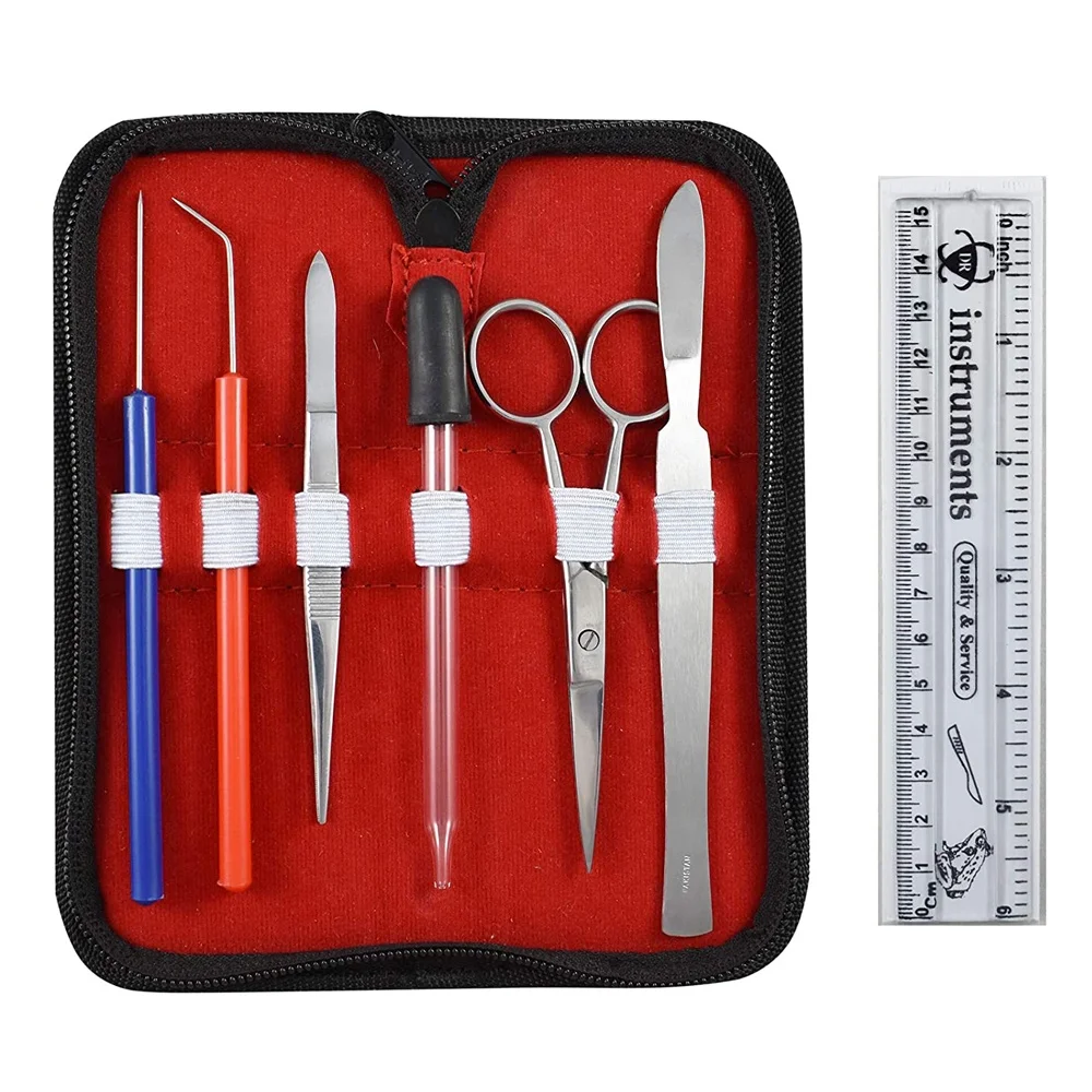 7PCS Anatomical Tools Students Biol Delta Med Surgical Steel Scissors Scalpel Tweezers Lancet Dissecting Needle Forceps Knife