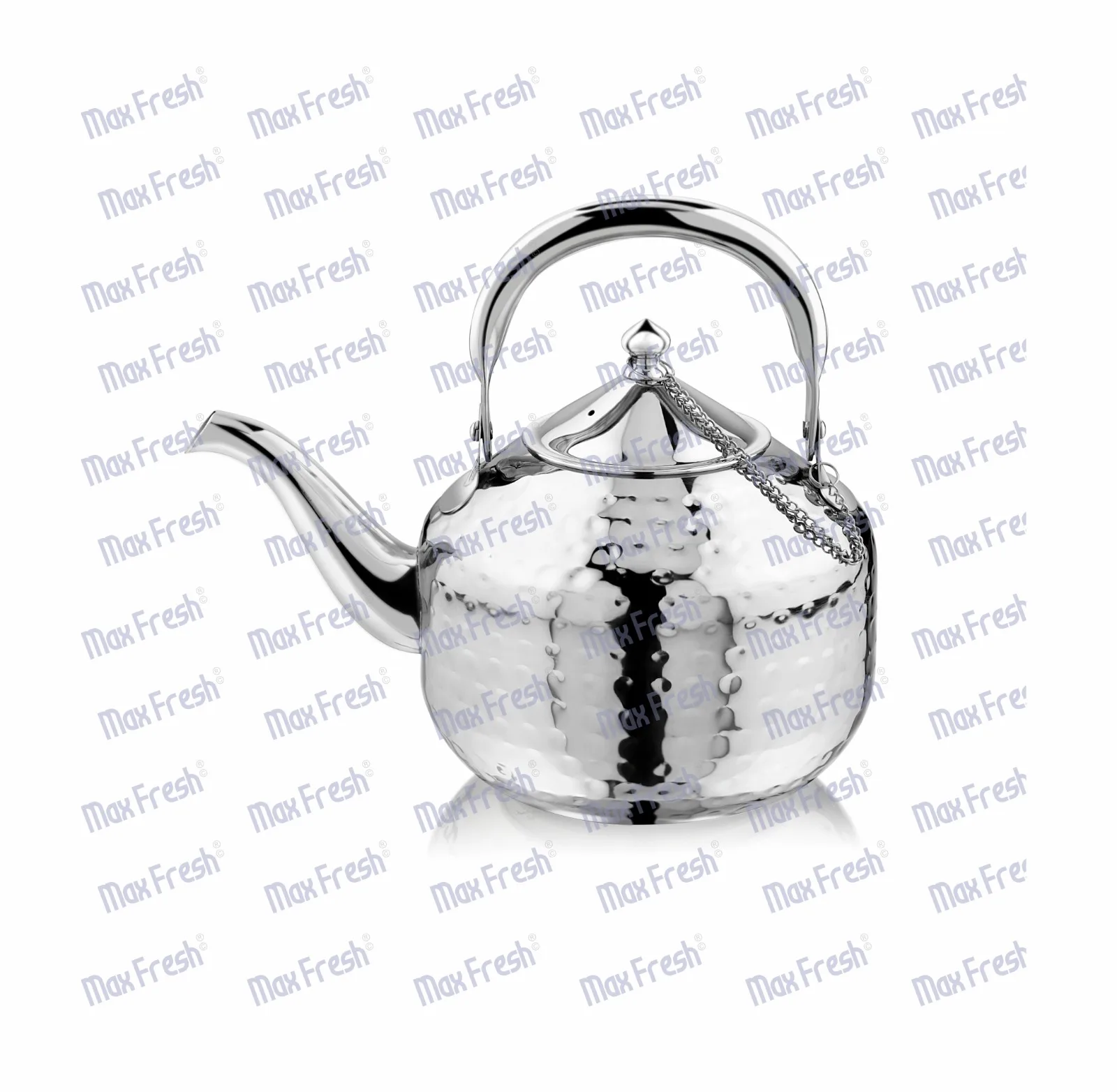 Maxfresh Arabian Hammered Silver Stainless Steel Tea Kettle and Coffee Pot Eco - Friendly Everyday Use Tea Kettle