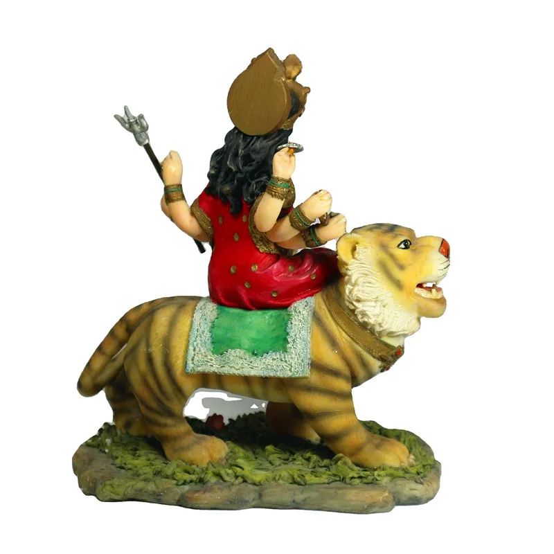 Multicolour Durga Idol Murti Religious Resin Sculpture for Home Temple Puja Decorative Diwali Gifts with Box Packaging