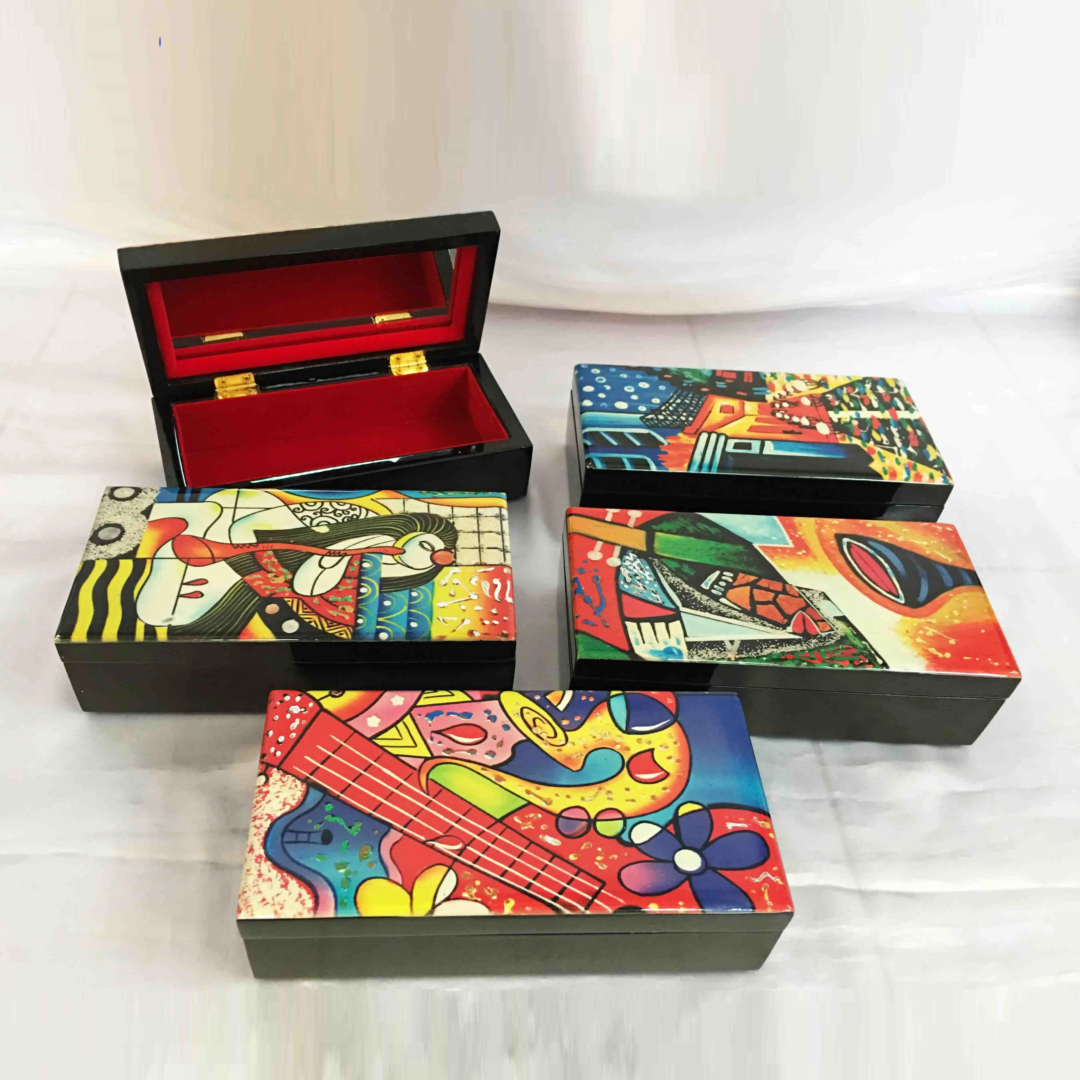 Wholesale low price top quality fashionable lacquer tray and box set for wedding events gifts lacquered boxes