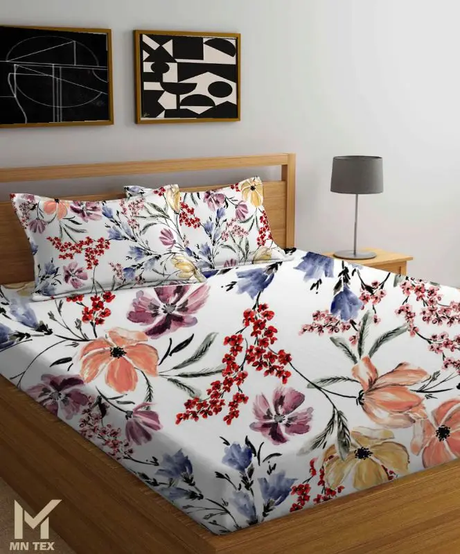 100% Cotton Bedding Set Printed Spring Floral  Oeko Tex Certified for Hotels Home Decor Customized Designs Packaging King Queen