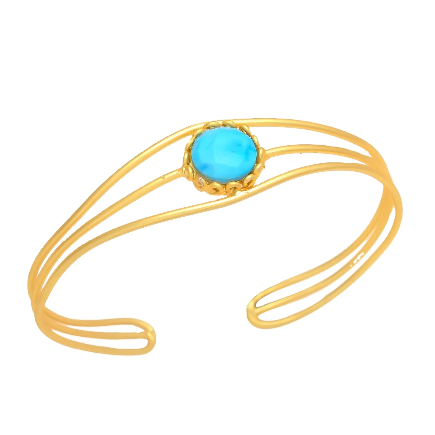 Brass  Brilliance A Golden Bracelet Adorned with a Mesmerizing Blue Gemstone