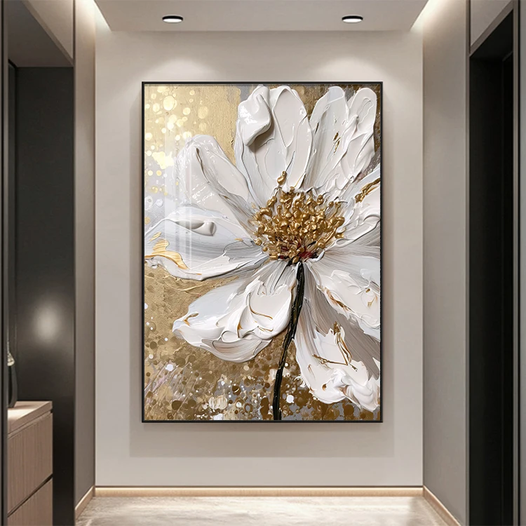 Original Art Modern Flower Hand-Painted  Wall Art for Home Decoration Custom Size texture Oil on Canvas for Living Room
