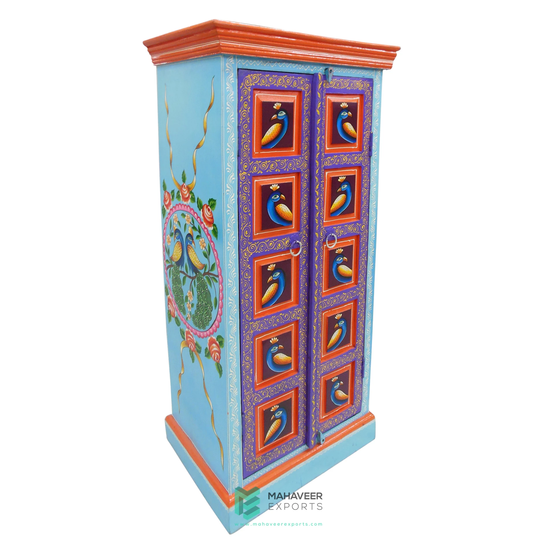 Best Selling Fine Hand Painted Wooden Two Door Almirah / Living Room Cabinet For Modern Home Antique Designed Storage Furniture