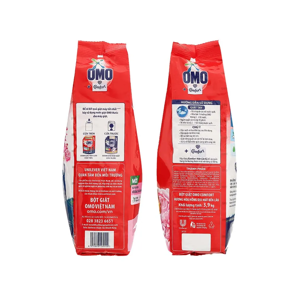 O-mo Scented Rose Detergent Power pouch 3.9kg - High Quality Washing Powder - Laundry Cleaning Supplies - Cheap powder detergent