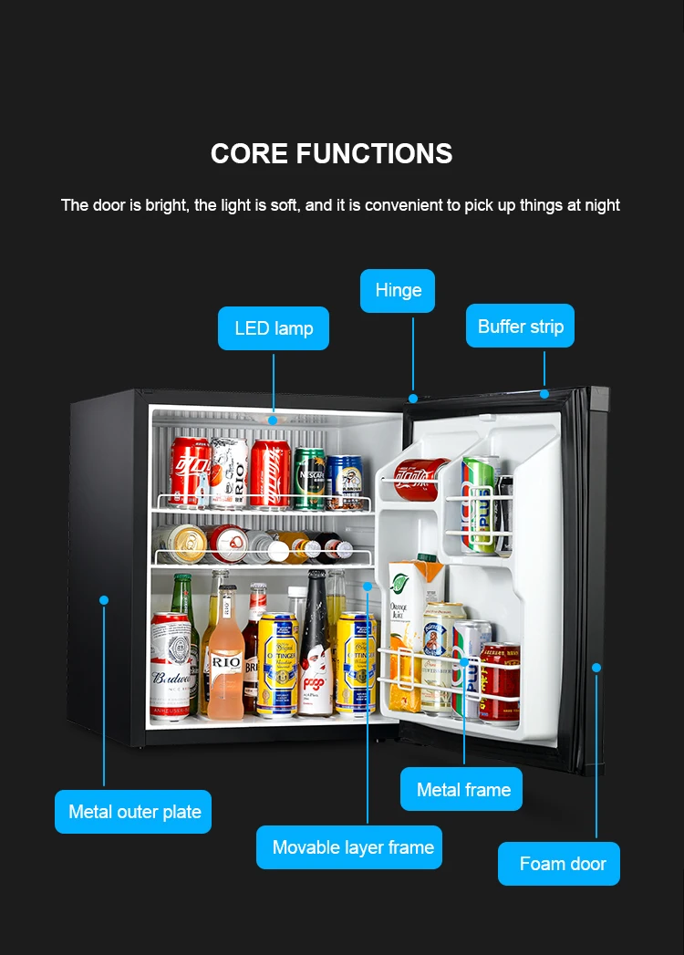 Hot sell 60L noise-free foamed Mini Refrigerator Mini Bar Cooler Energy Drink Mini Fridge