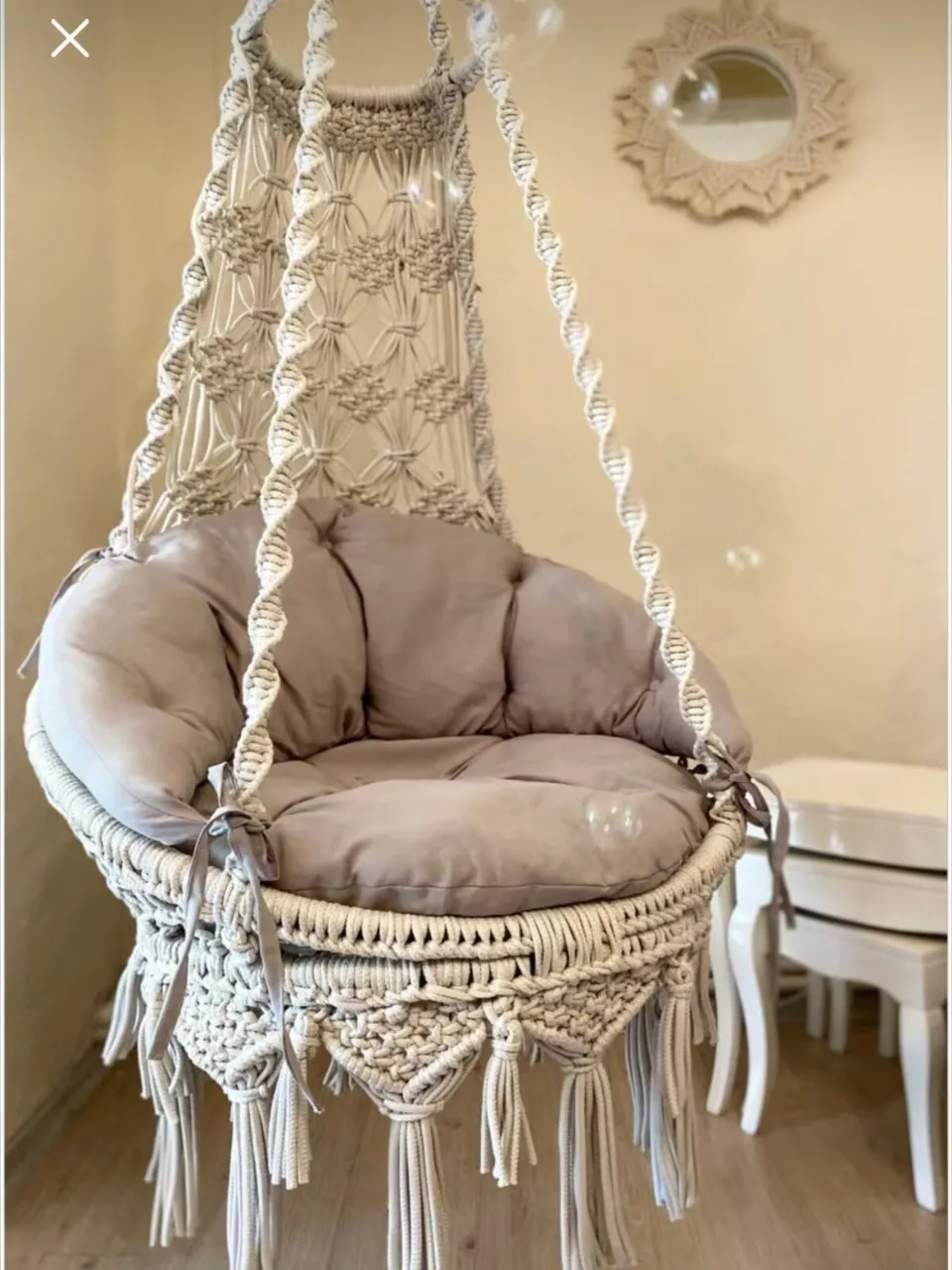 Hand Knitted Macrame Hammock Swing Chair Boho Hanging Comfortable Seat Indoor Outdoor Hanging Chair