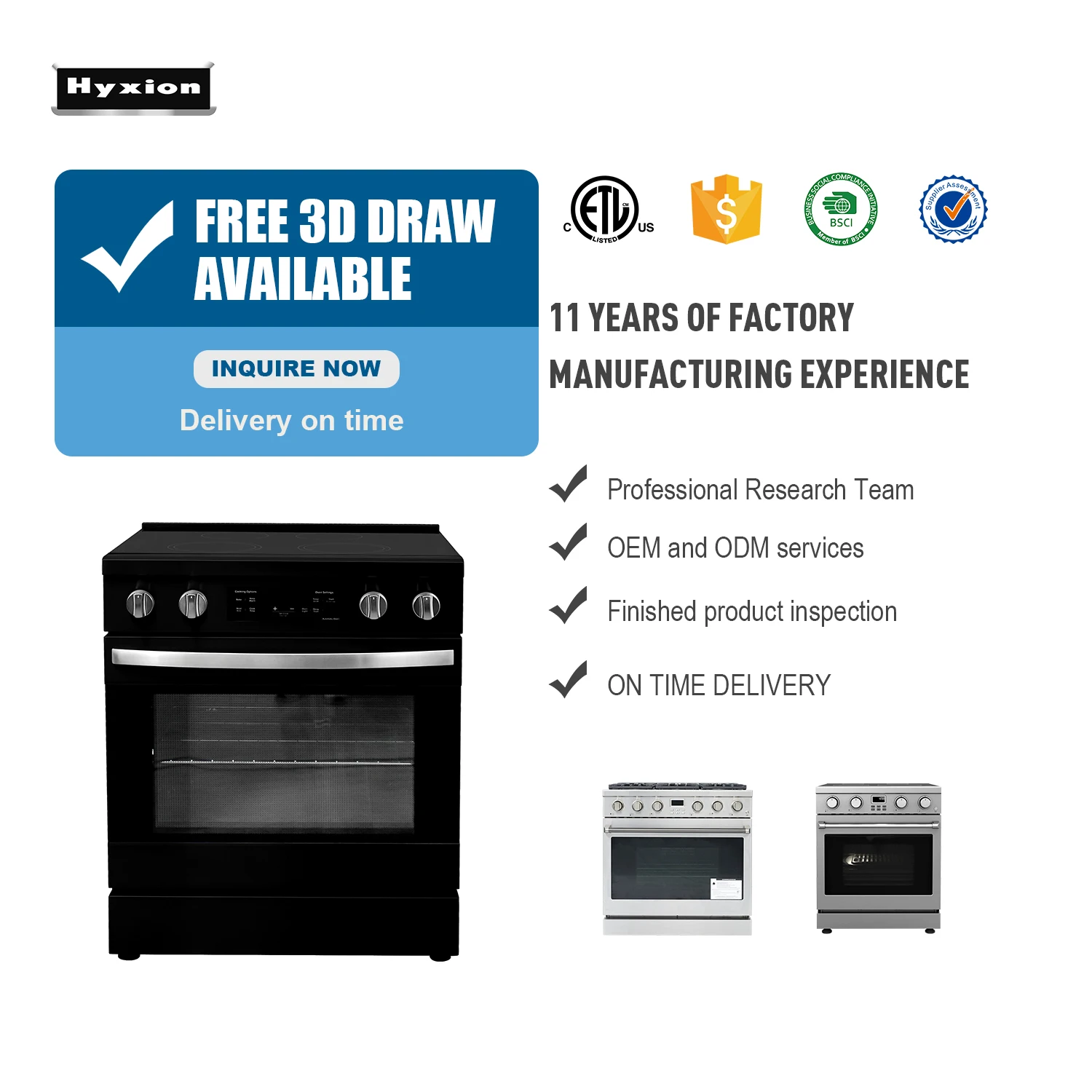 Hyxion Smart kitchen Oven Stainless Steel stove kitchen stove home electric Range