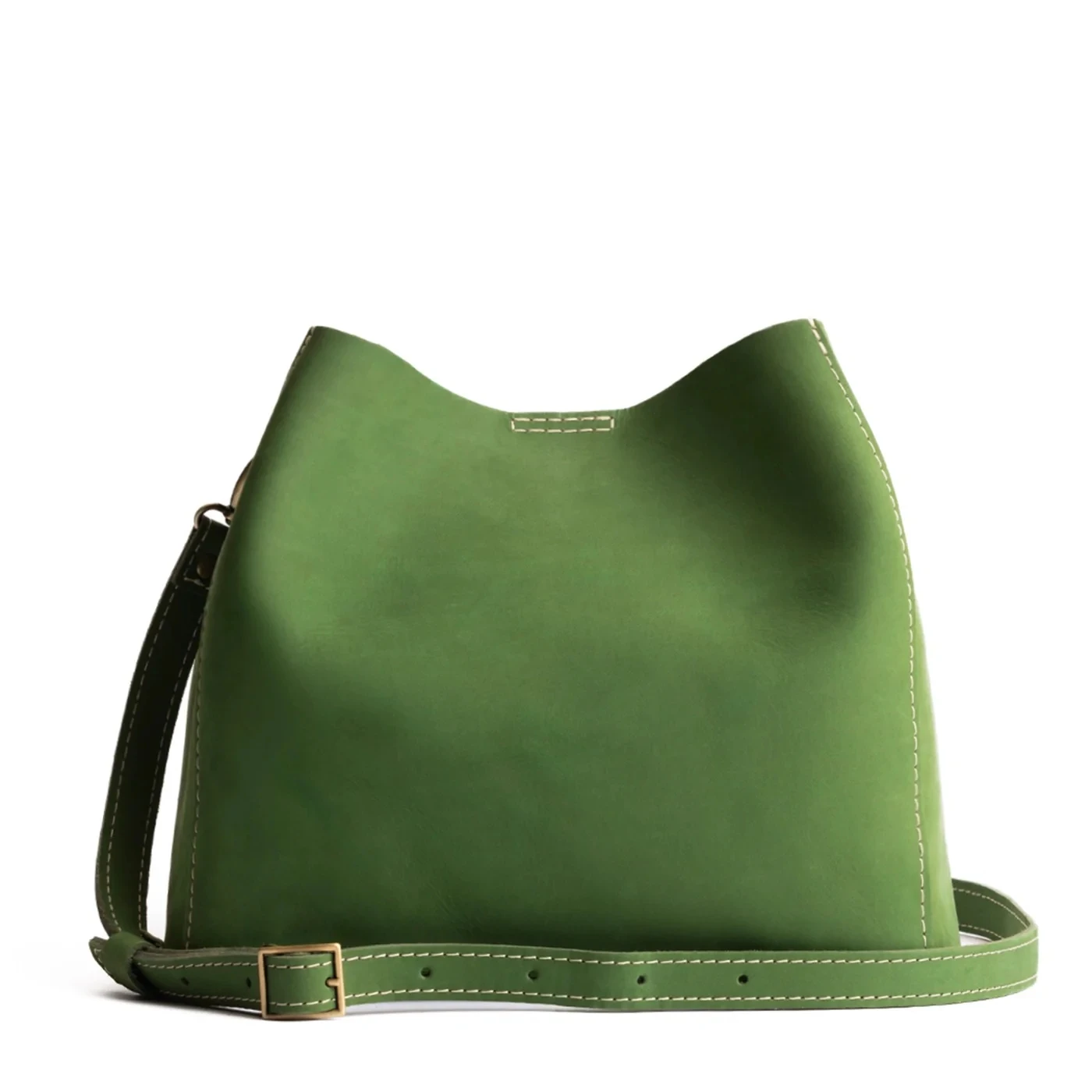 Versatile Leather Bucket Bag with Dual Closures and Spacious Interior - Butterfly