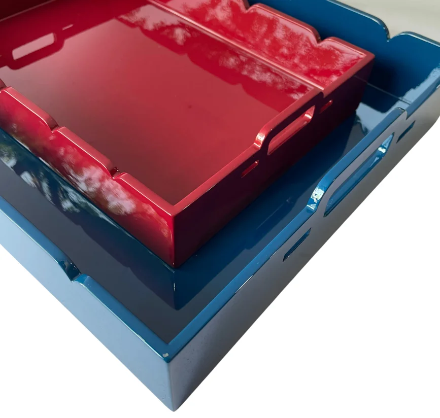 Serving Tray Bamboo Trays Tea Coffee Table Ottoman Tray Set with Handles Wood for Food Breakfast Party Laser Box Logo Style FUJ