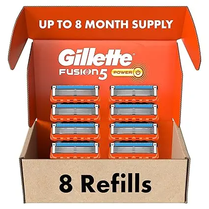 Gillette Fusion5 Power мужские лезвия для бритья 8 шт. удобное бритье с 5 лезвиями мужского