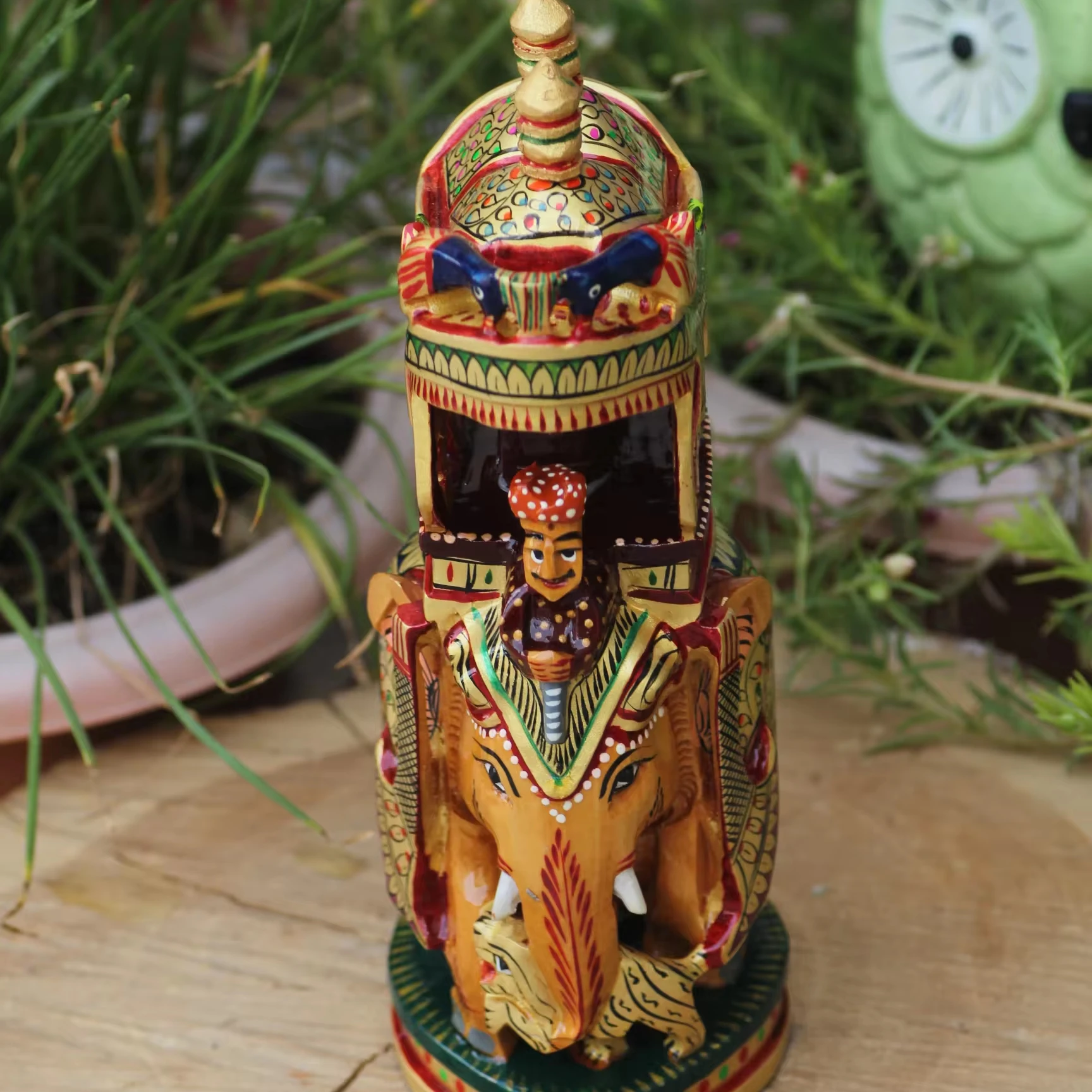 Эксклюзивная картина ручной работы, красивое украшение для дома и сада, деревянная полимерная индийская поучительная статуэтка слона, статуэтка, предмет