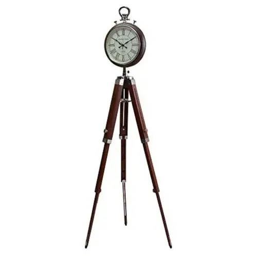 Handmade Silver Aluminum Nautical Backless Clock Wooden Tripod Exclusive Cast Metal Design Cheap Price on Sale