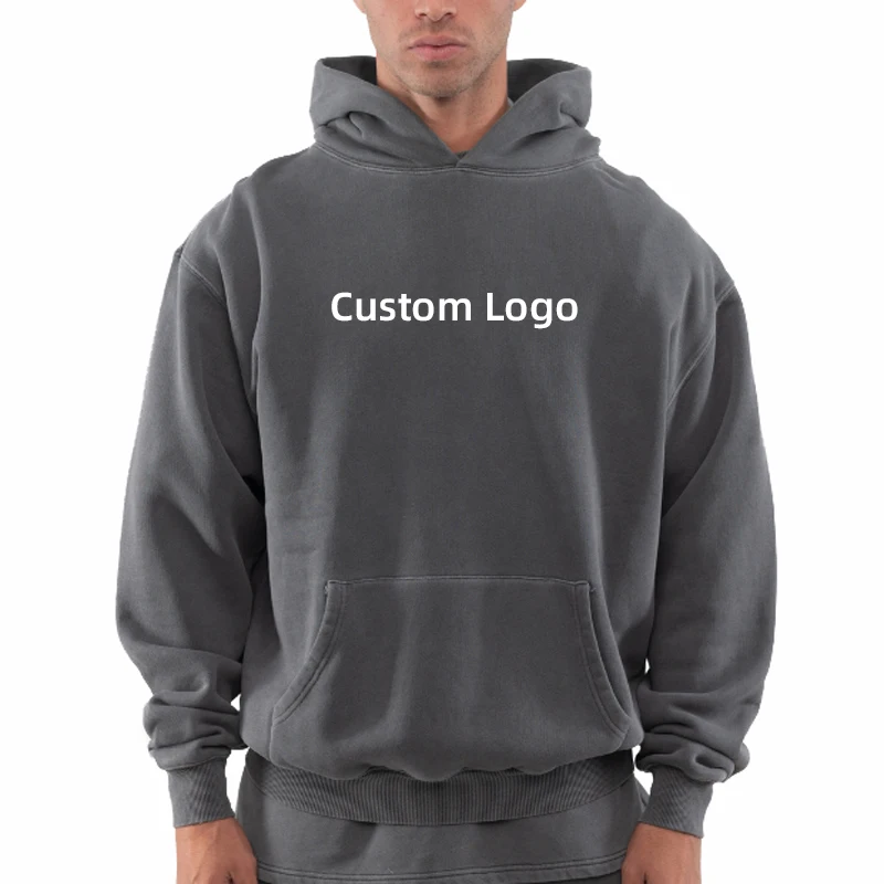 High Quality Cotton Thick Heavy French Terry Pullover Custom Logo Drop Shoulder Fleece Oversized Hoodie for Menn made in  India