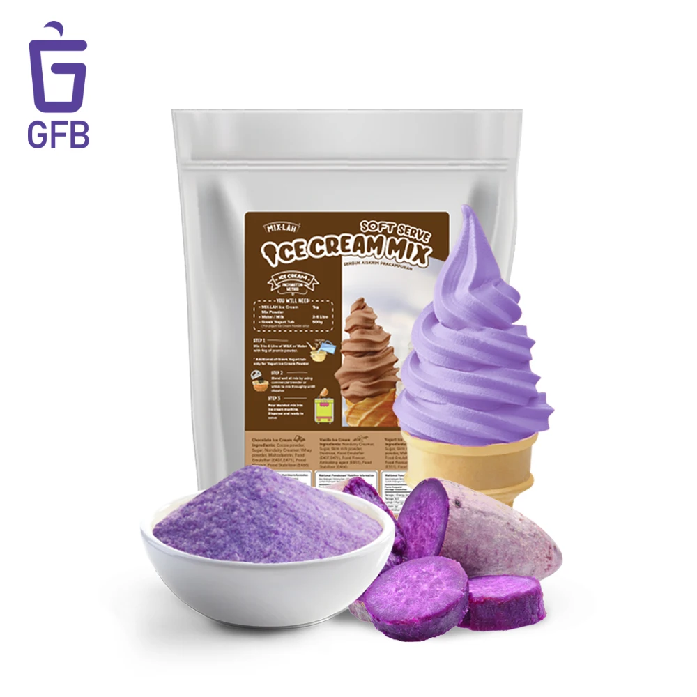 Purple Sweet Potato ice cream soft serve powder mix 1kg ingredient Halal for Ice cream vending machine factory shop