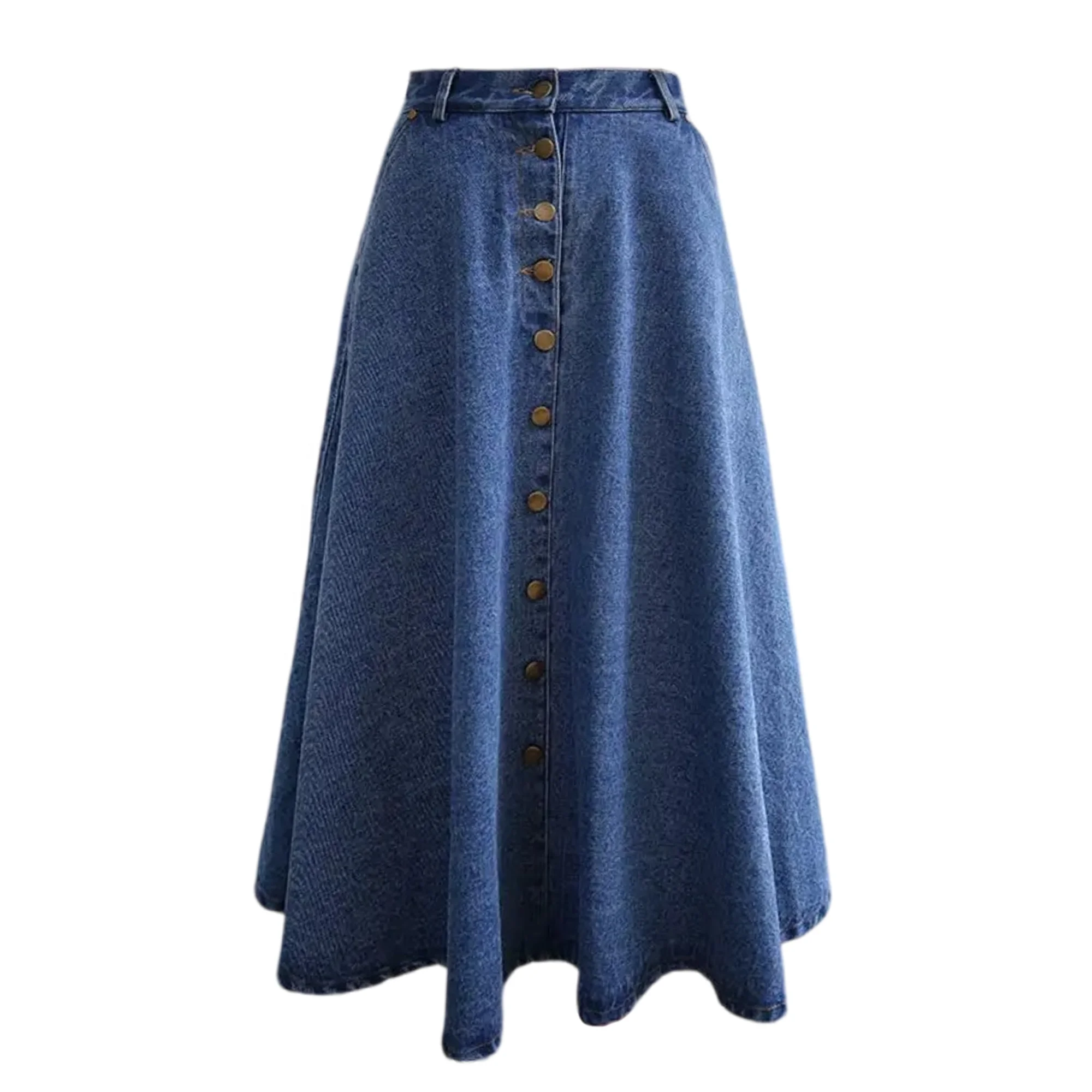 Wholesale Fashion Casual High Waist Jeans Skirts Plus Size Long A Line Denim Skirts for Women