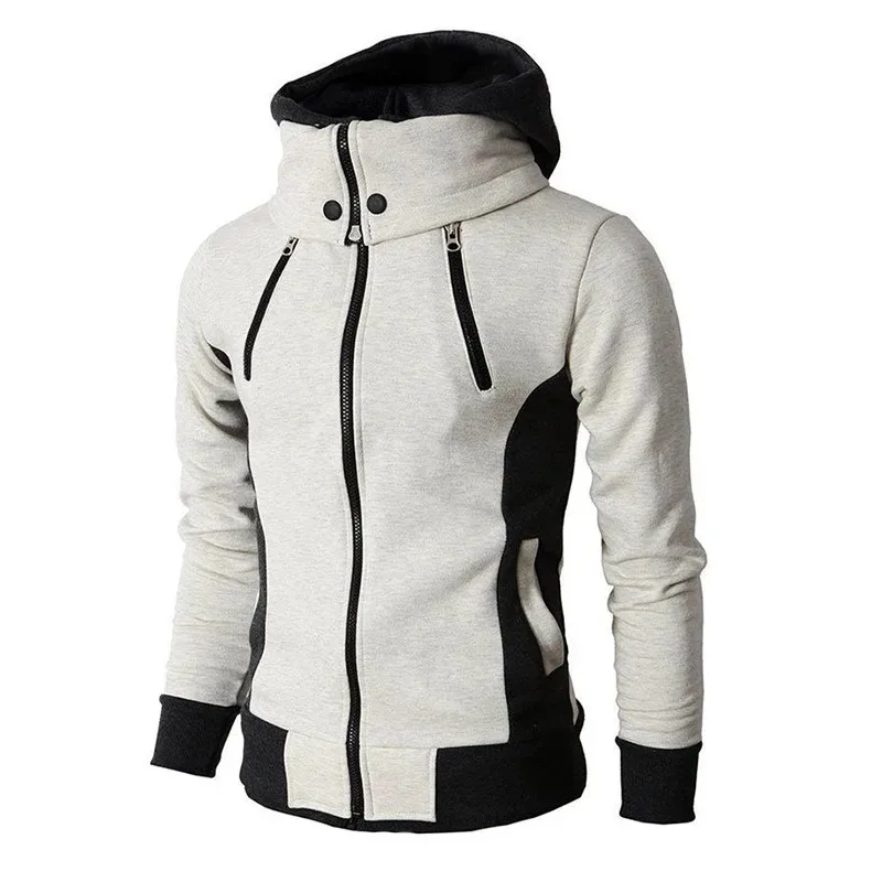 2024 New Men Hoodies Casual Hoodies for Men with Zip Pockets Full Zip Long Sleeve Sweatshirt Sports Hooded Jacket