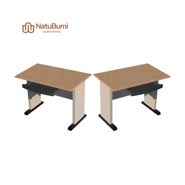 New Product Computer Lab Table MDF Material Melamine Finish With Metal Modesty Panel And Legs Featuring Keyboard Tray For Study