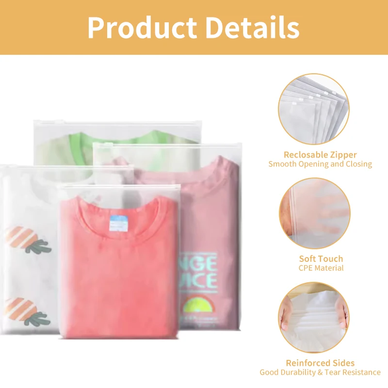 Custom Frosted Biodegradable Frosted Zipper Bag Packaging Clothing Print Logo Compostable Zip Lock Resealable Ziplock Bags