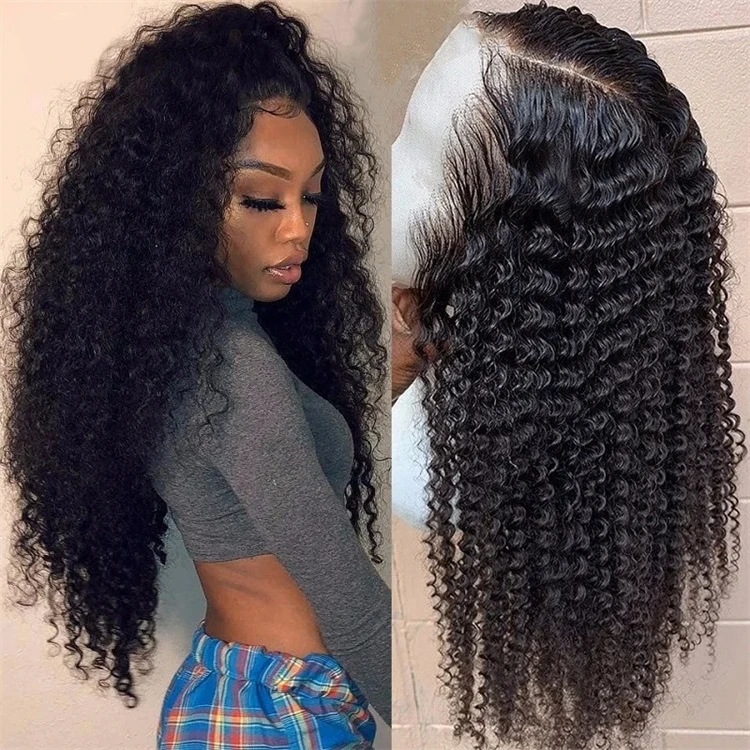 Deep Wave Lace Front Human Hair Wigs for Black Women, Full Lace Human Hair Wigs Pre Plucked Curly Lace Front Wigs