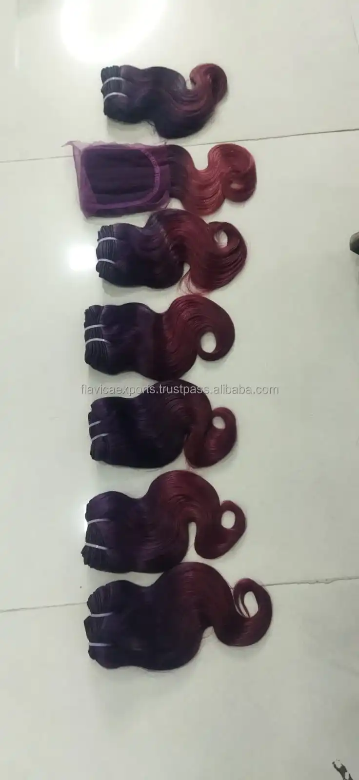 Human Hair Purple Weave Bundles Virgin Indian Hair  Purple Human Hair Weft For Black Women