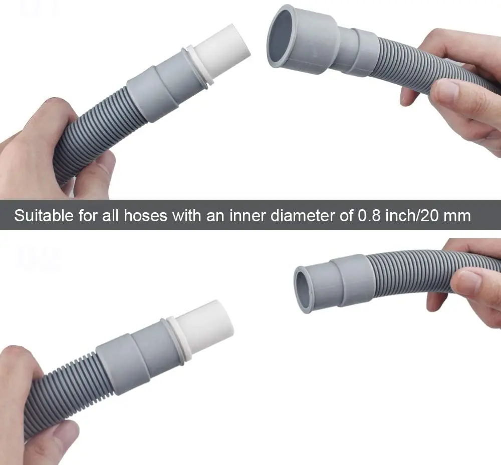 Washing Machine Drain Hose, Washer Drain Hose Extension Kit with 1 Extension Adapter and 2 Hose Clamps