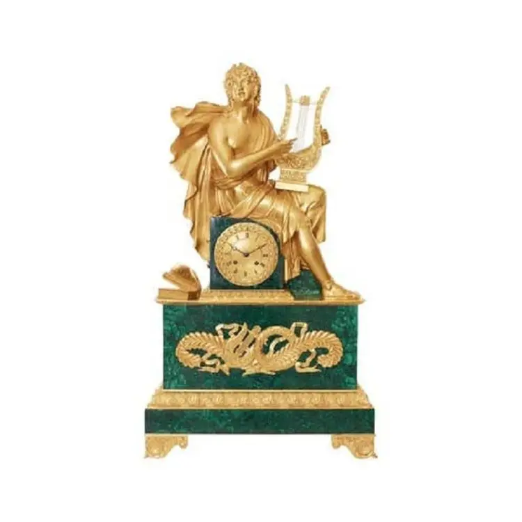 Старинные винтажные малахитовые роскошные часы ручной работы креативный и декоративный светодиодный Будильник в стиле ретро для