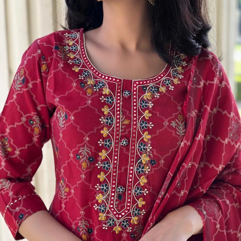 Kurti 3 Pieces Suit Green Suit Indian Green Kurti Women Clothes Clothing Green Embroidered work