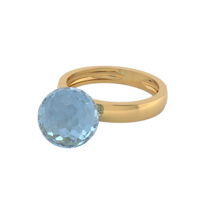 Luxury Fine 9kt Gold Jewelry Blue hydrothermal faceted sphere Customizable Natural Stone Rings for Women