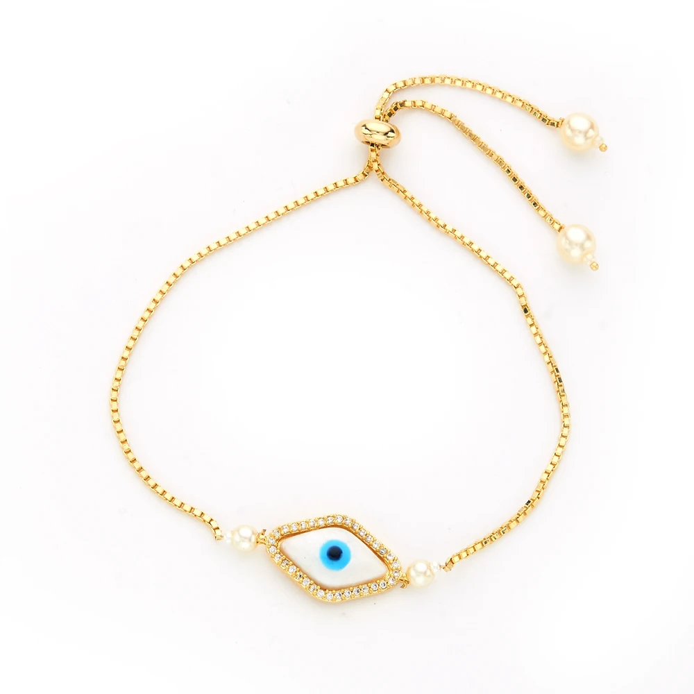 American Diamond Adjustable Delicate Evil Eye Bracelet With Gold Plating 423270 Wholesalers in India