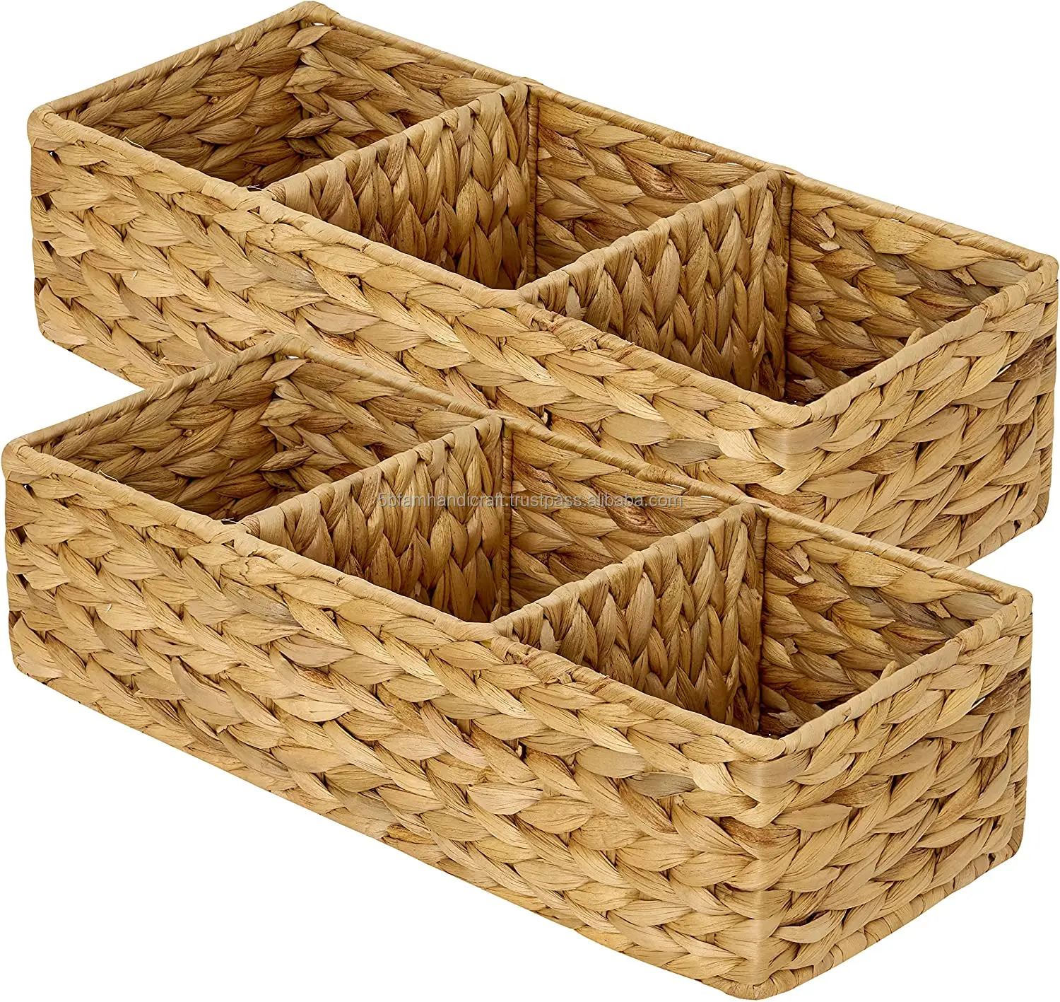 From Vietnam Wholesale Hand-Woven Water Hyacinth Storage Baskets With Divider Wicker Baskets for Shelves