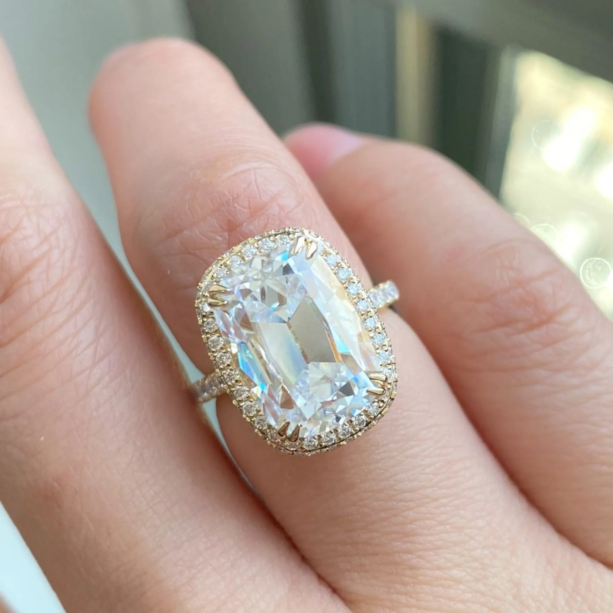 Лидер продаж 5 10 карат удлиненное кольцо с муассанитом 18 желтое золото оригинальные украшения для нее по заводской цене