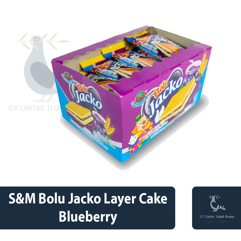 S&M Bolu Jacko Layer Cake 12gr Blueberry Soft Blueberry Flavor Cake Baked Goods Blueberry Cookies