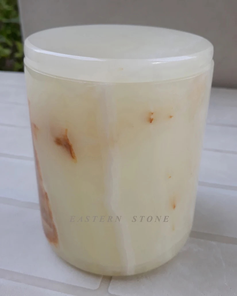 WHOLESALE EMPTY LUXURY ONYX, MARBLE STONE, ALABASTER CANDLE JARS AND CONTAINERS WITH LIDS