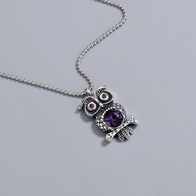 Lerca Factory Price High Quality Dropship Antique Jewelry 925 Sterling Silver CZ Owl Pendant Necklace