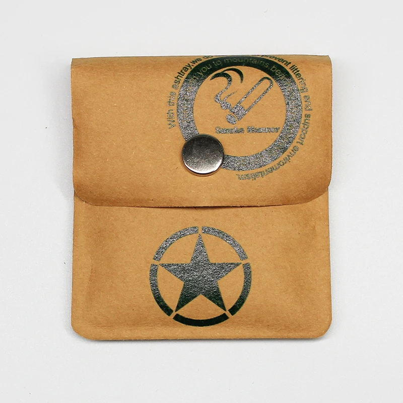 UKETA Eco Friendly Smoking Accessories Recycle EVA Mini Travel Carry Outdoor Ash Bag Kraft Paper Portable Pocket Ashtray Pouch