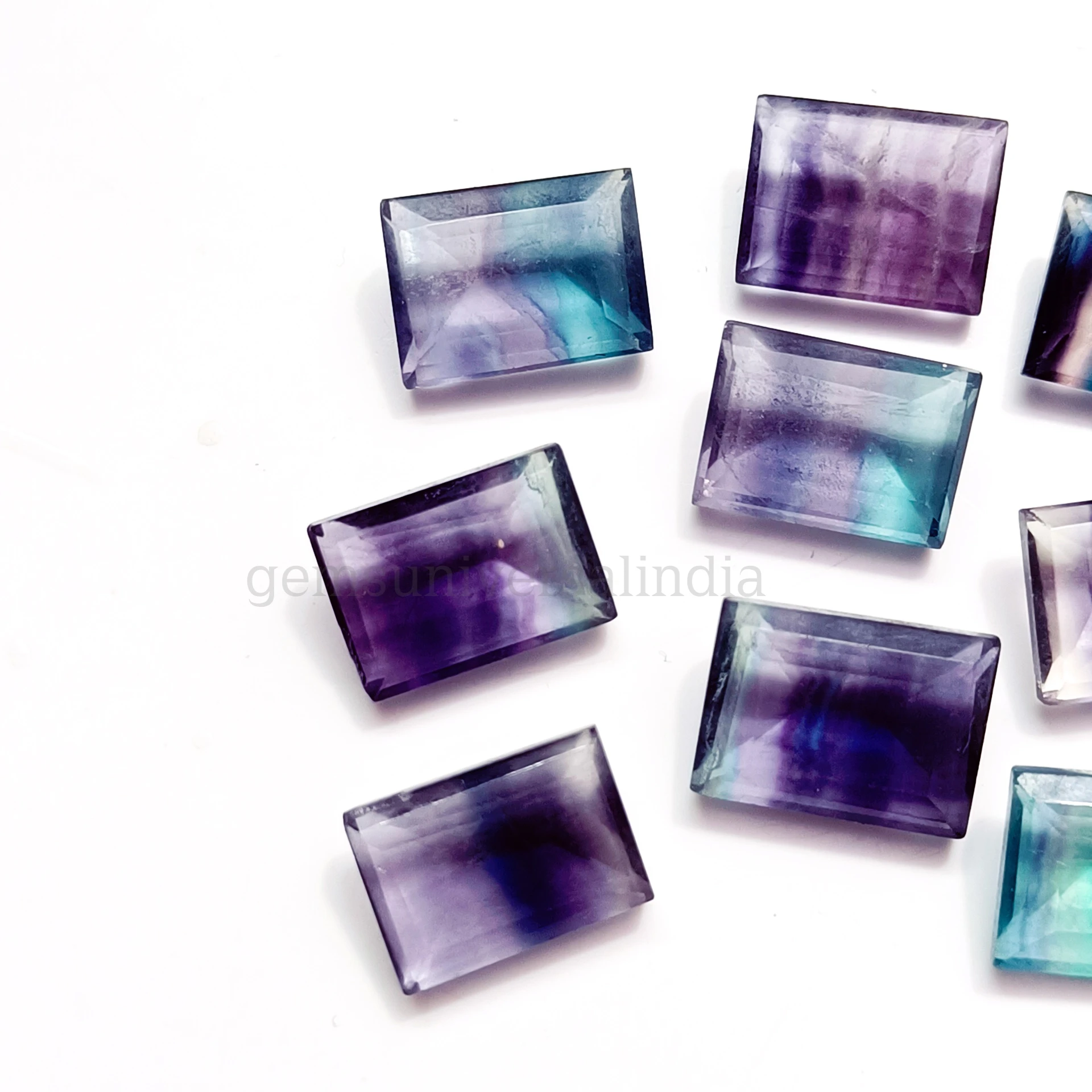 Natural Fluorite Faceted Rectangle Shape Gemstone High Quality Faceted Emerald cut Loose Calibrated Gemstone 12x16mm From India