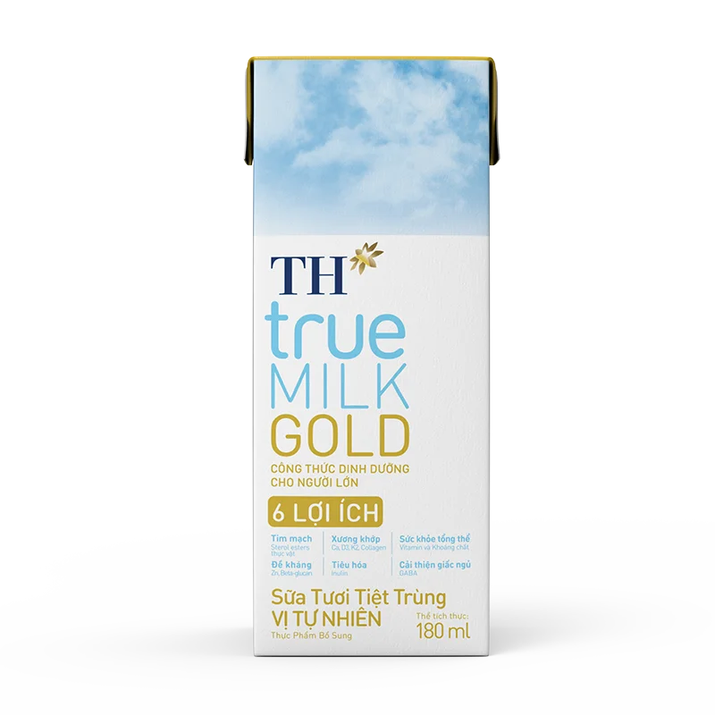 TH true MILK - UHT Pure Fresh Milk GOLD 180ml Sterilized Dairy Products Organic Whole Milk with 6 Months Shelf Life
