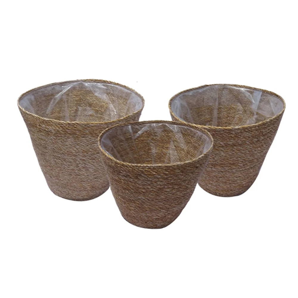 Seagrass Round cylinder Baskets set for Organizing wicker storage basket for outdoor and indoor decoration